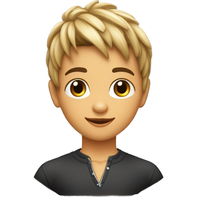 niño de piel morena con nariz grande y flequillo emoji
