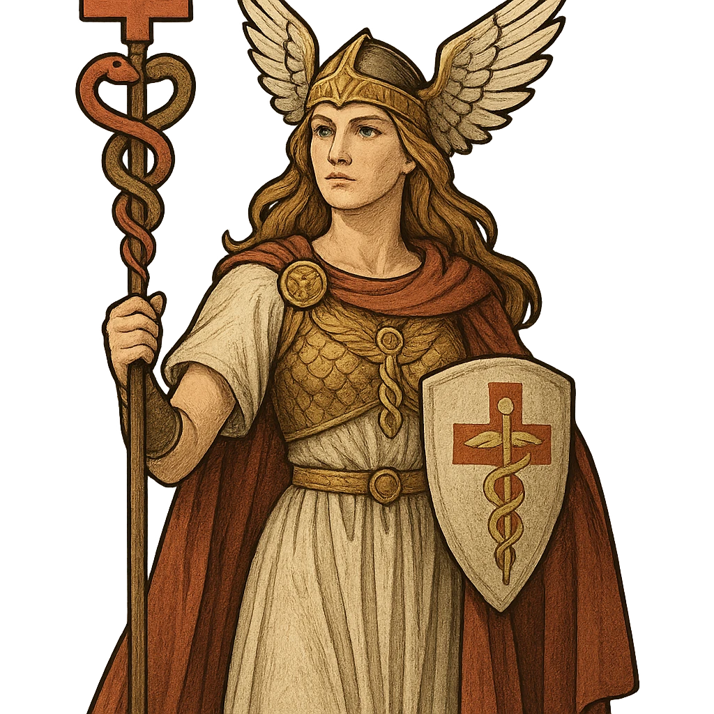 A Valkyrie holding a healing staff, blending Norse mythology with medical symbolism emoji