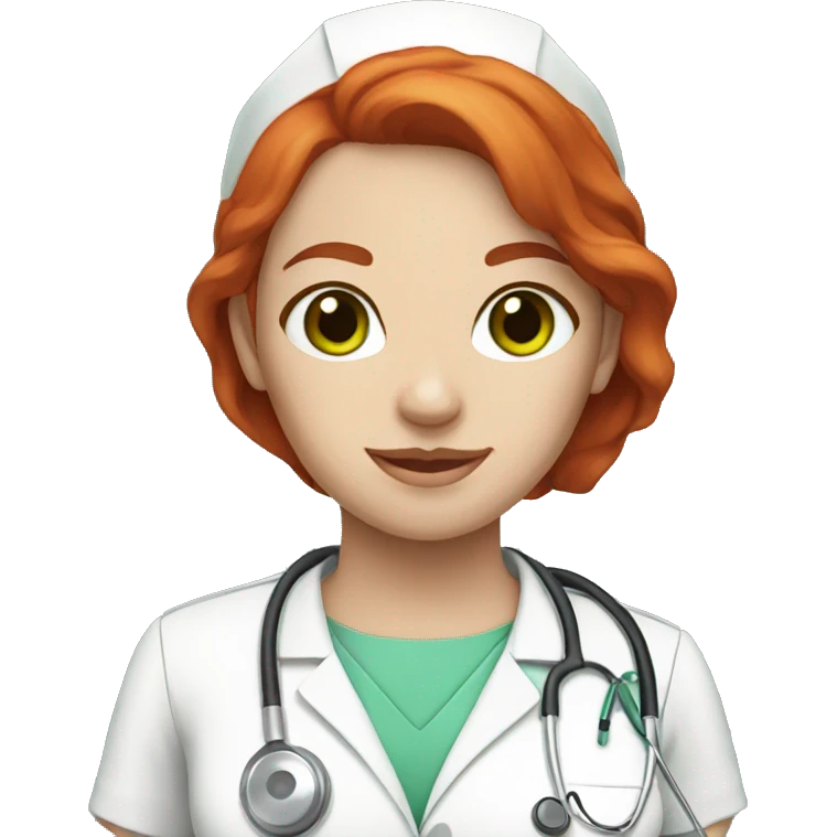 Nurse, red hair, green eyes white skin emoji
