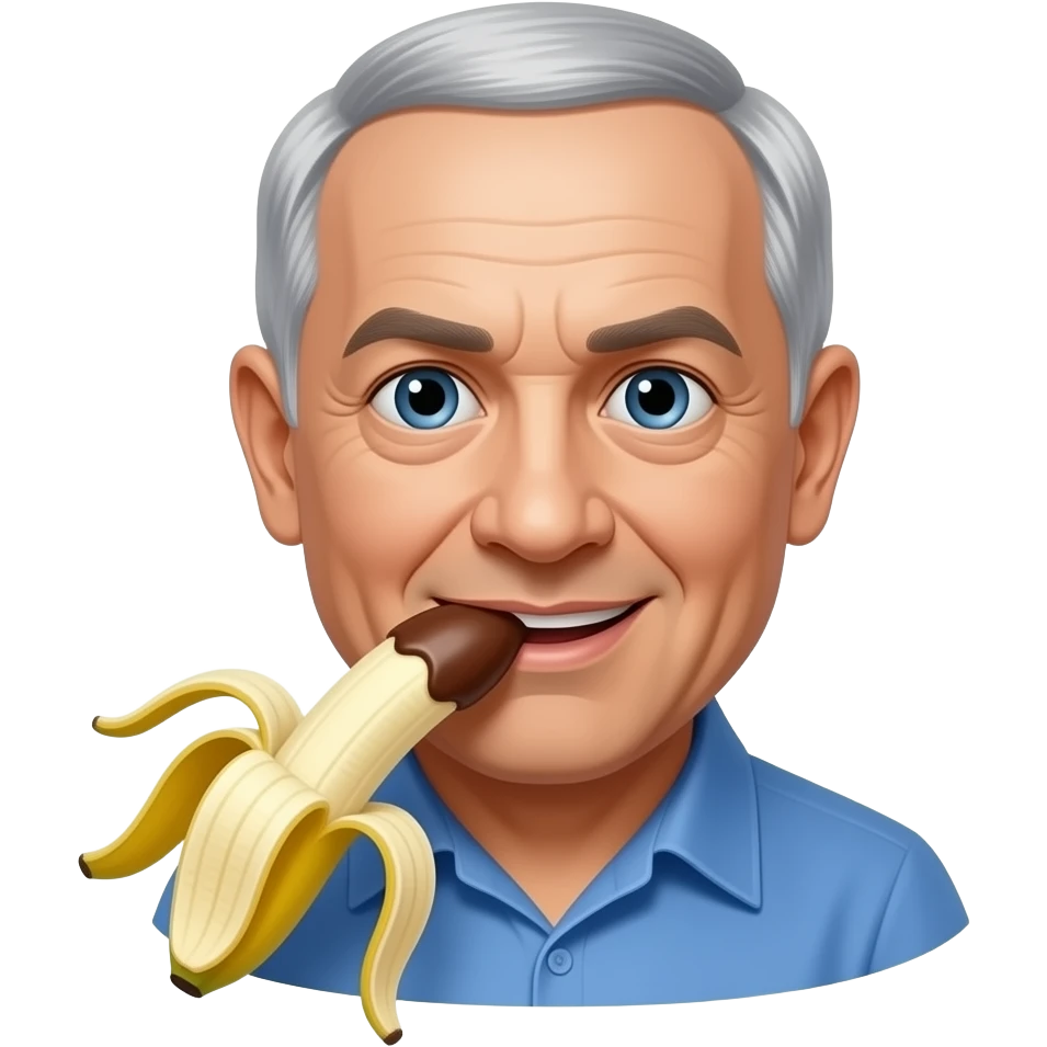 benjamin netanyahu sucking a brown peeled banana emoji