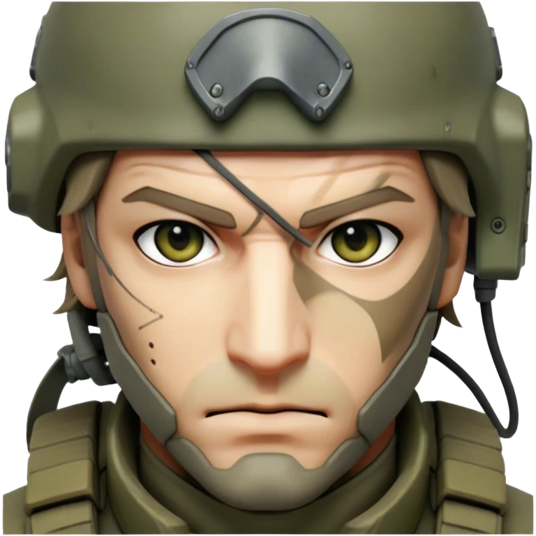 Cinematic Realistic Metal Gear Solid Snake Soldier Portrait, head tilted epicly and inquisitively, showcasing a commanding presence and tactical acumen. His weathered face, intense eyes, and meticulously rendered combat gear in muted earth tones are brought to life with lifelike clarity and dramatic lighting, high shine, epic and awe-inspiring, embodying the covert prowess of a true warrior of the shadows. emoji