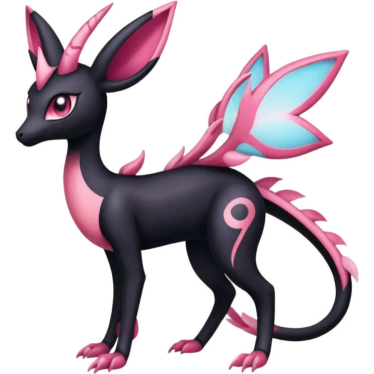 Black Dark Shiny Gothic Exotic Amaura-Salazzle-Aurorus-Sylveon-Fakémon-hybrid-creature (full body)  emoji