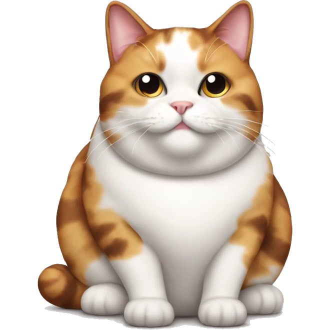 Realistic Fat calico cat with sundae emoji