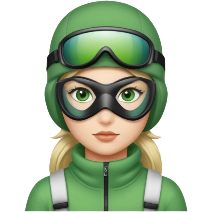 Girl with green eyes wearing ski mask  emoji