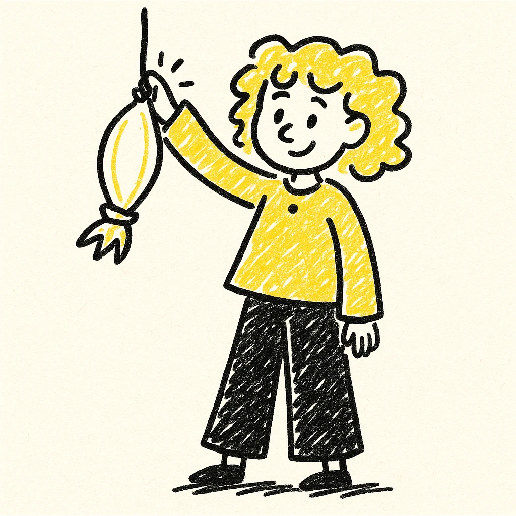 Change the hair to wavy blonde in a doodle style illustration. The style should resemble hand drawn doodles with a playful and sketchy look. emoji