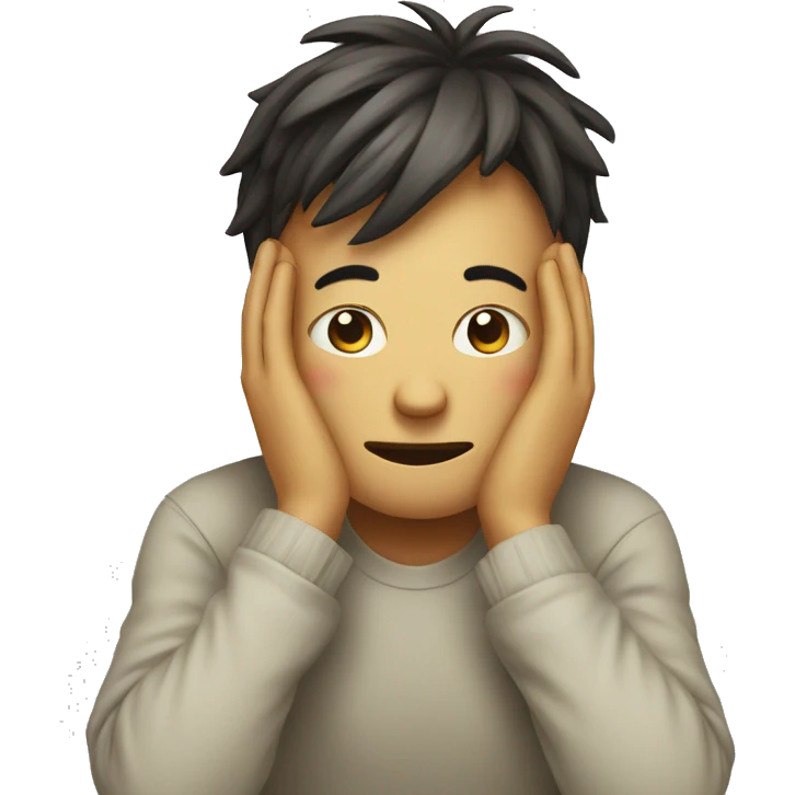 stressed with a fake smila emoji