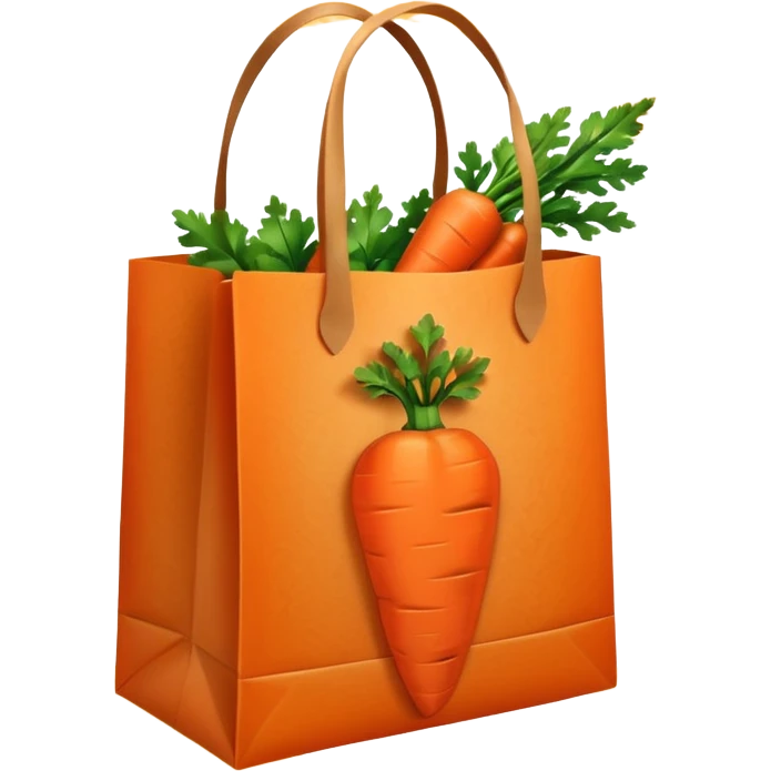 paper shopping bag with carrot inside bag. Transparent background emoji