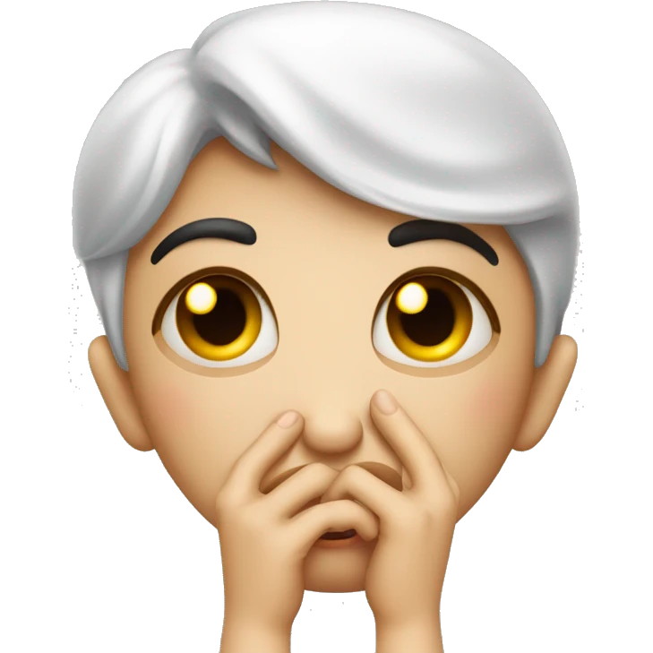 Sad emoji with mad eyes, blushed checks kissy face touching fingers  emoji