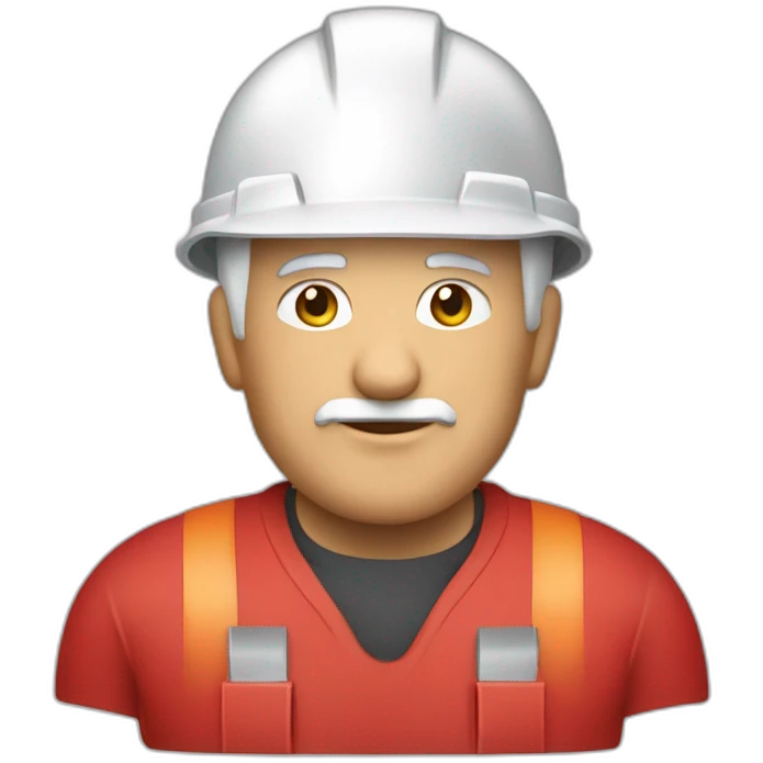 Industrial professional senior mechanical fitter working with a helmet and red clothing emoji