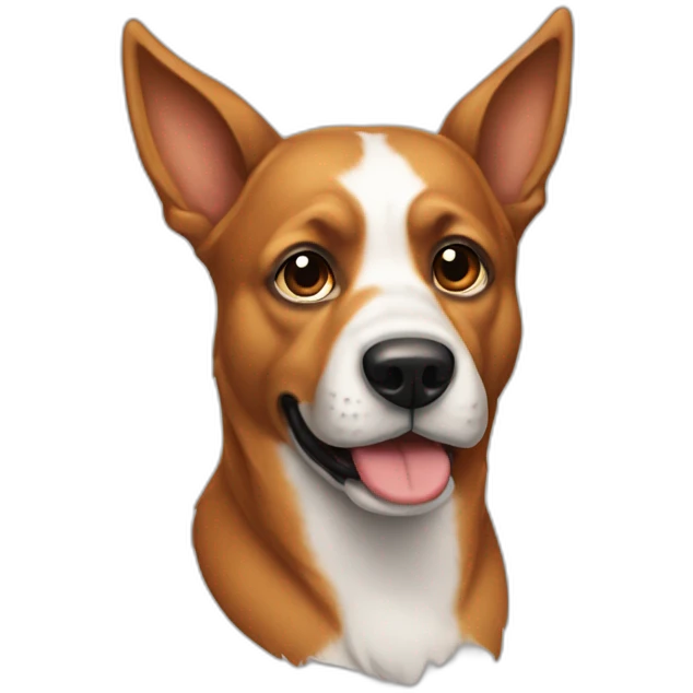 Un perro con solo una oreja parada emoji
