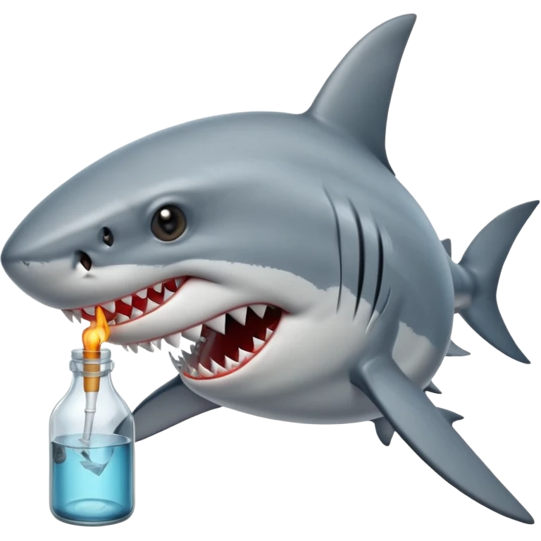 shark with a cigarette and some bottle emoji