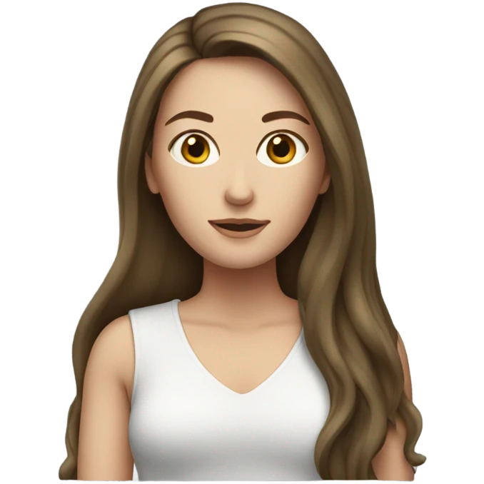 Long brunette hair white woman emoji