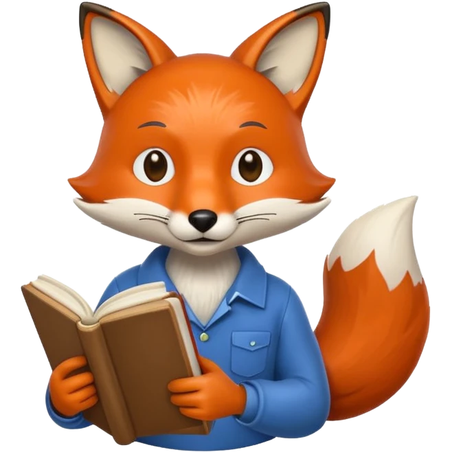 student fox with book emoji