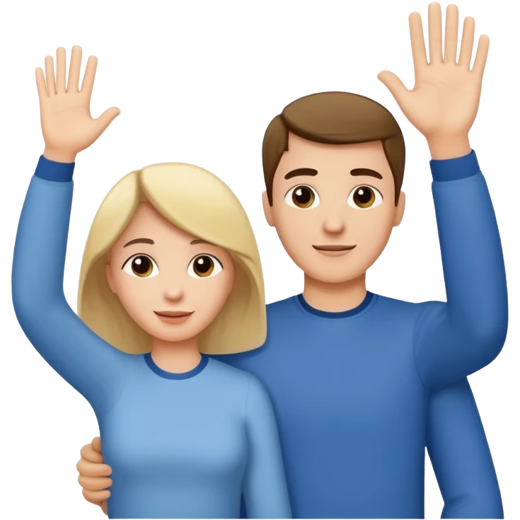 mother and father waving to their teenage child, side view emoji