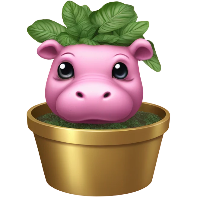 Hippo Hypoestes pink in round gold planter emoji