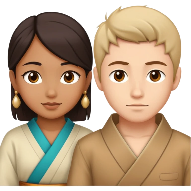 Indian girl and Japanese/white boy emoji