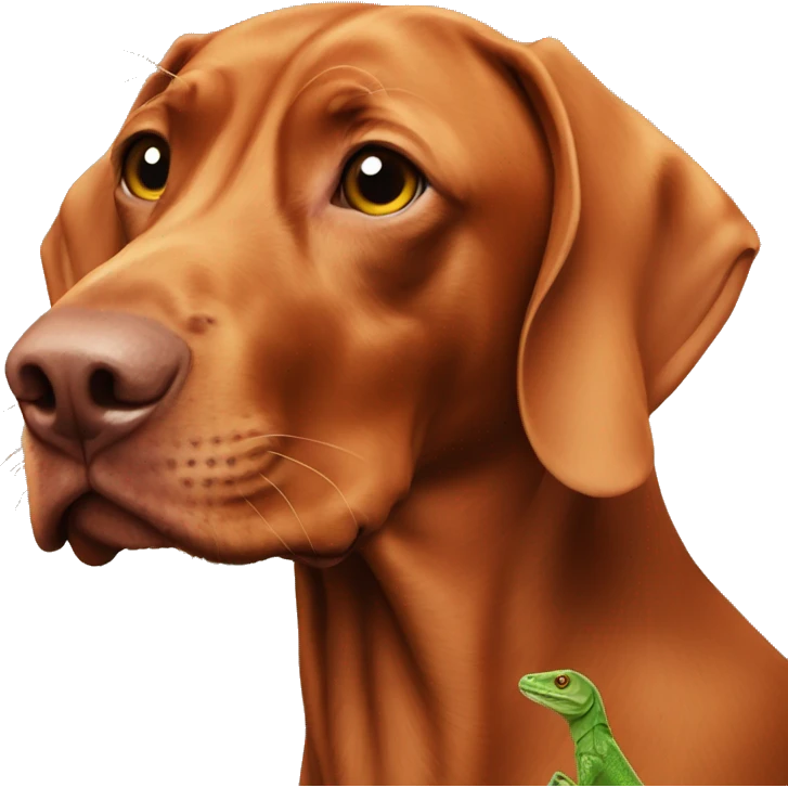 Vizsla with lizard emoji