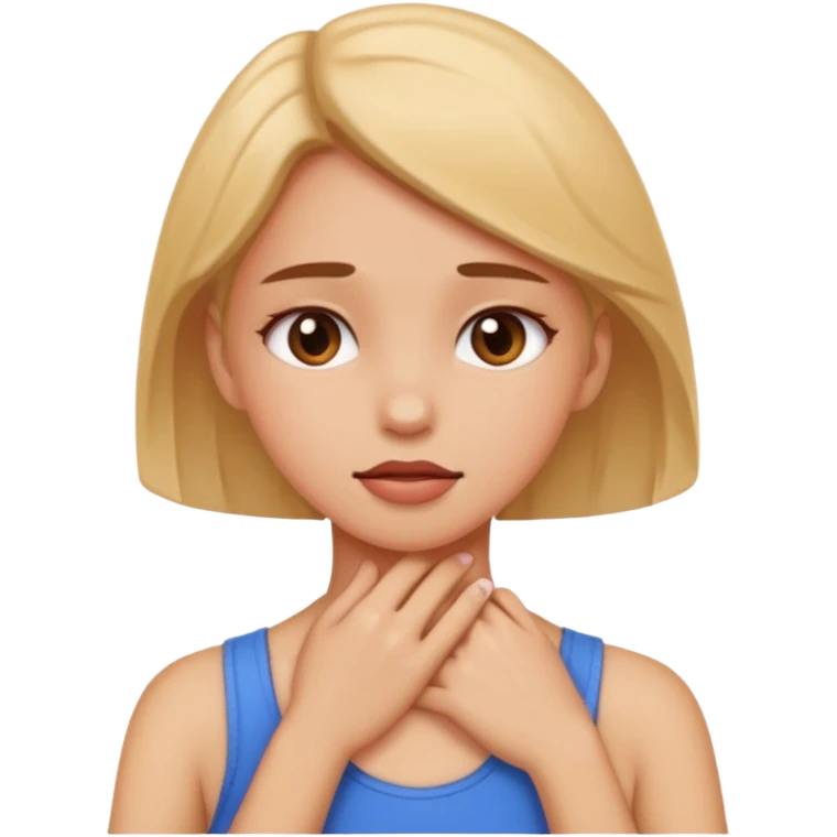 girl grabbing her nexk emoji