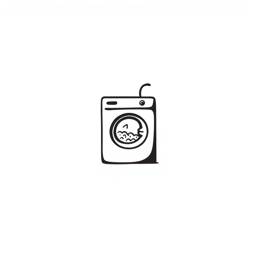 minimalist doodle of a washing machine, black lines, no color emoji