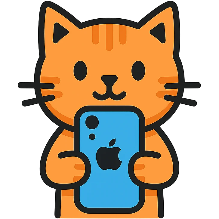 cat holding an iPhone emoji
