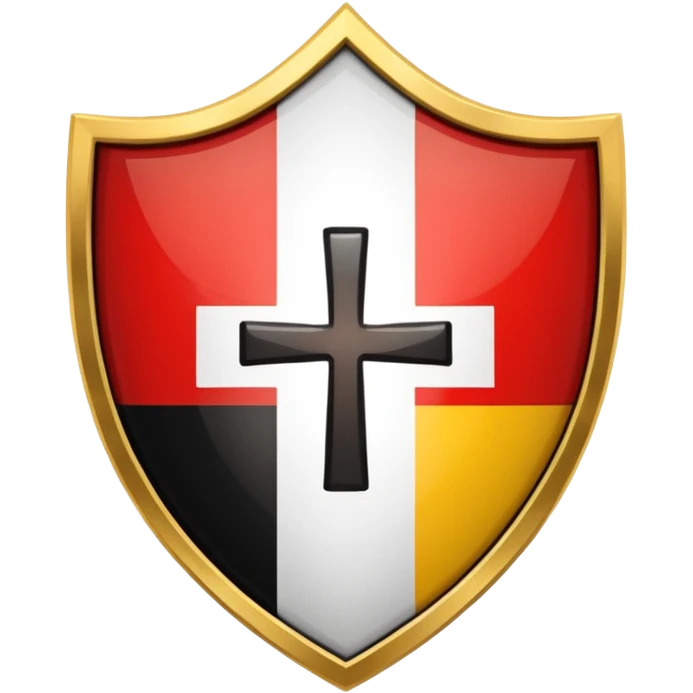 security shield. The shield is vertically divided: the left half displays the Swiss flag (red with white cross), and the right half displays the German flag (black, red, gold horizontal stripes) emoji