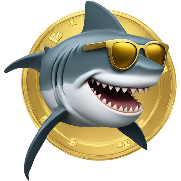 shark with dreads and gold sunglasses and money emoji