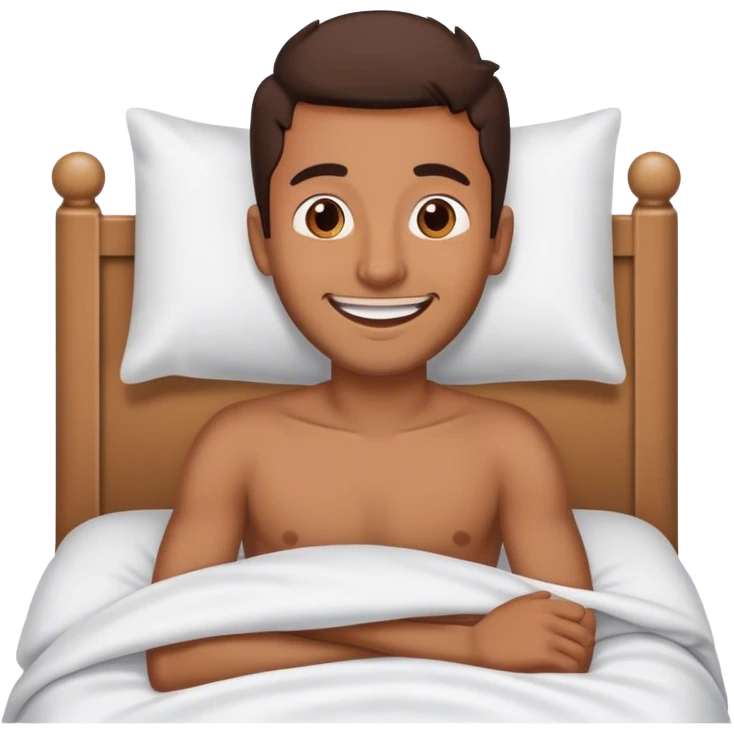 brown happy man waking up out of bed sunshine emoji