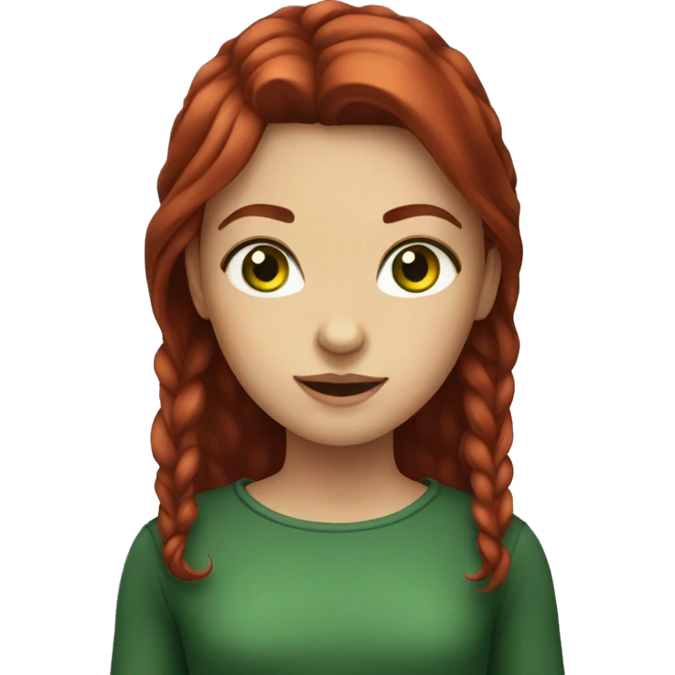 Girl with dark red hair and green eyes emoji