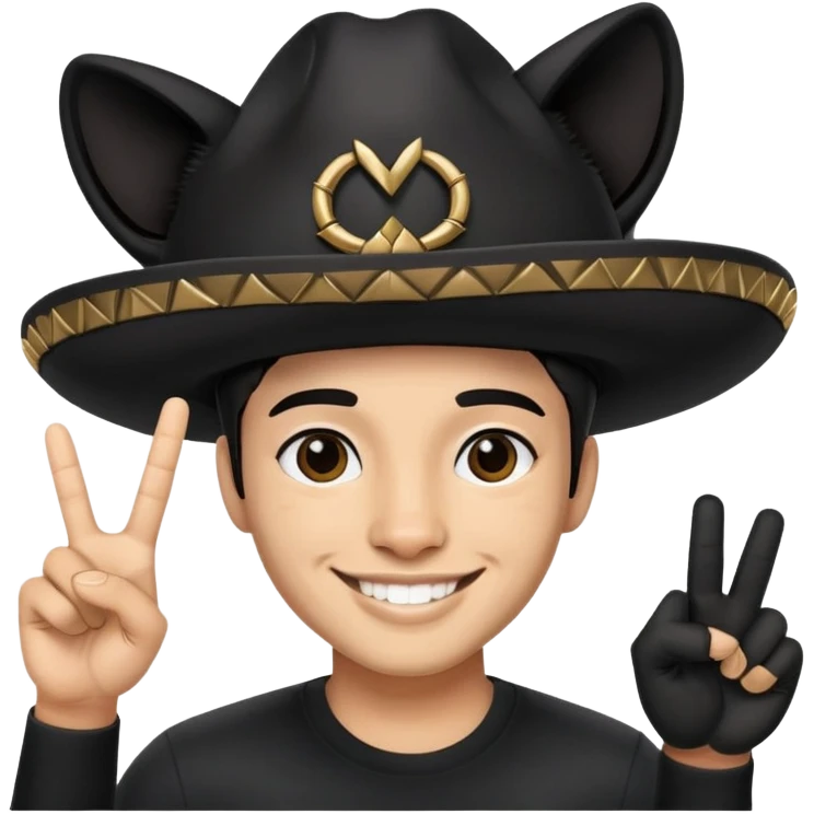 A Mexican with a black,panther hat putting up a peace sign  emoji