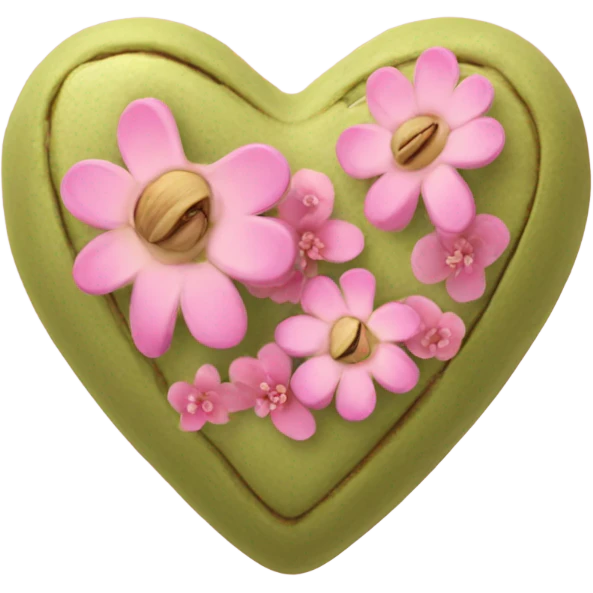 pistachio Color heart decorated with pink flowers emoji
