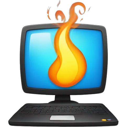 Un ordinateur enflammé  emoji