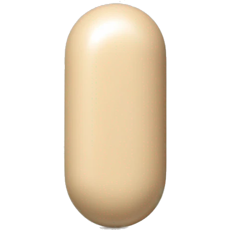 Singular glossy coated oblong beige pill capsule emoji