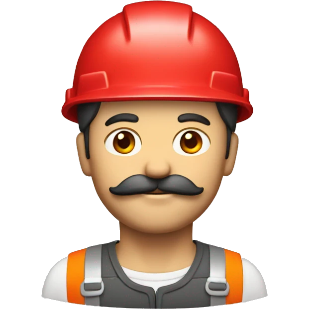 builder with mustache and red helmet emoji