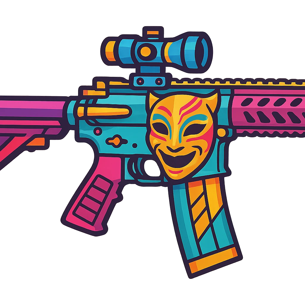 M416 Maskara skin from PUBG Mobile, detailed, vibrant colors, cartoon style emoji
