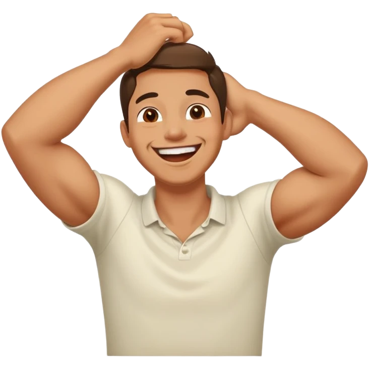 Arms holding neck laughing guy emoji