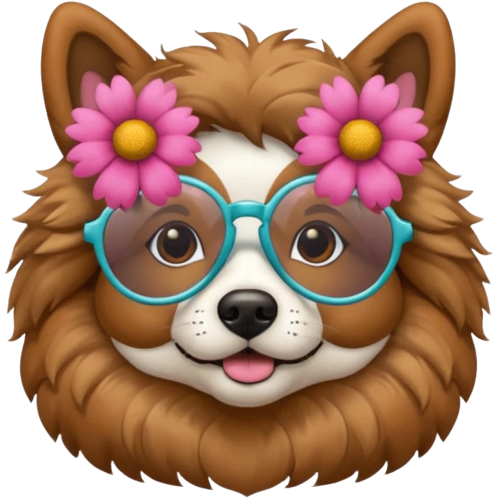 Dog with flower glasses emoji