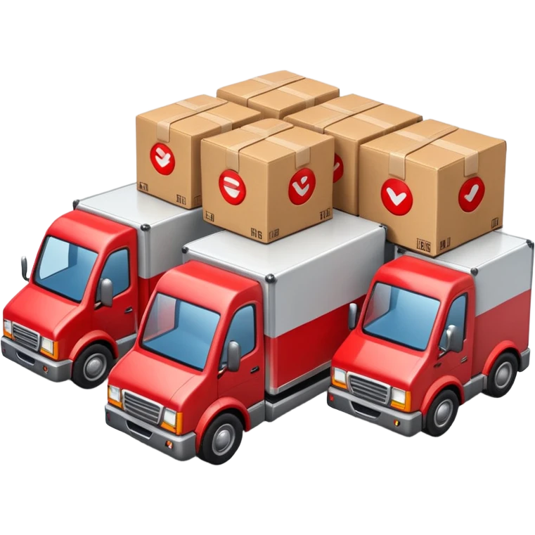 create a realistic emoji showing logistics in different ways. Maybe a car, a storage room, a place where everything is stored, drones and so on emoji
