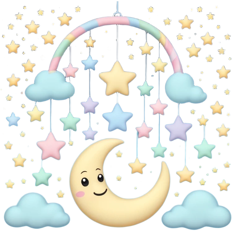 baby Hanging mobile with stars and moon emoji