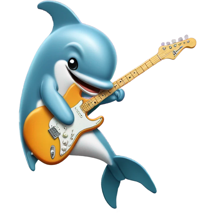 Dolphin playing a Fender Stratocaster emoji