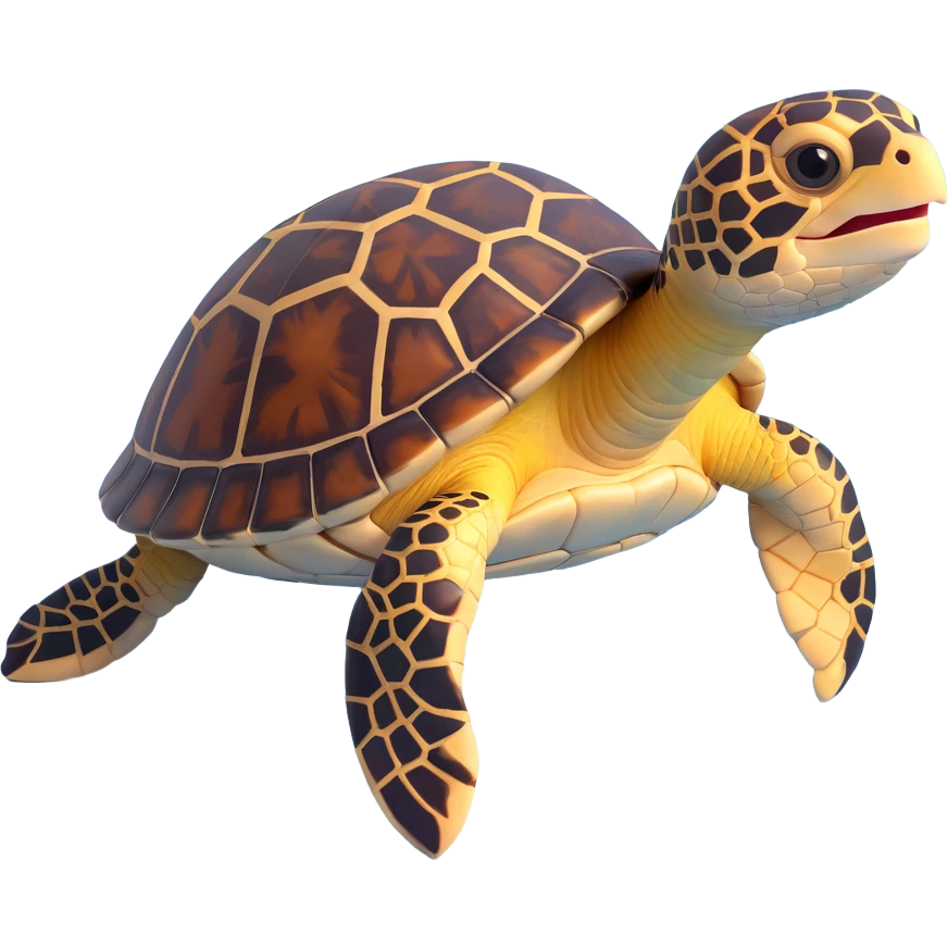 adorable baby hawksbill turtle, round and friendly emoji