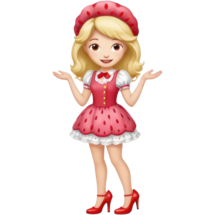 pretty and cute realistic modern day strawberry shortcake full body with high heels emoji emoji
