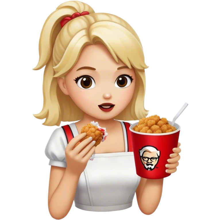blonde girl eat kfc  emoji