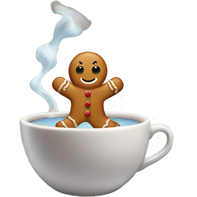 gingerbread man bathing in coffee emoji