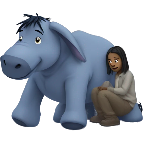 starry night with Eeyore an a stuffed toy emoji