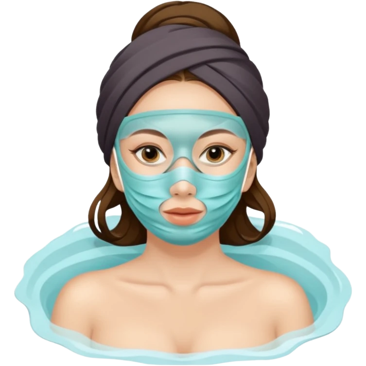 Lady with face mask spa beauty full face relaxing emoji