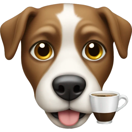 a dog is drinking coffee emoji