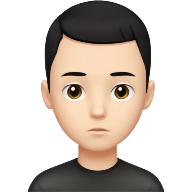 create a long buzz haircut boy that has black hair hair need to go on forhead and it cant be flat little fringe emoji