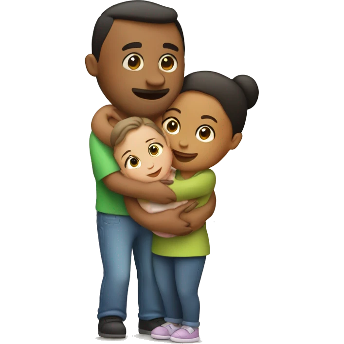 Mom dad toddler and baby hugging emoji