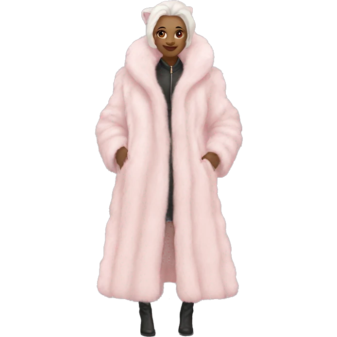 Pale pink full length fur coat emoji