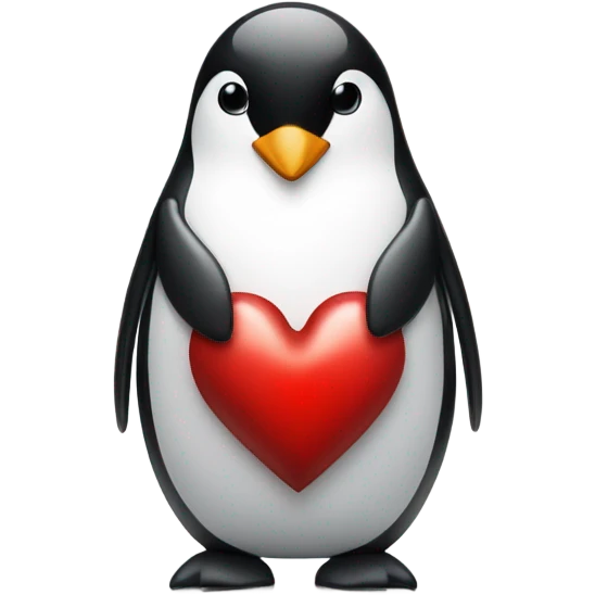 Penguin holding a heart emoji